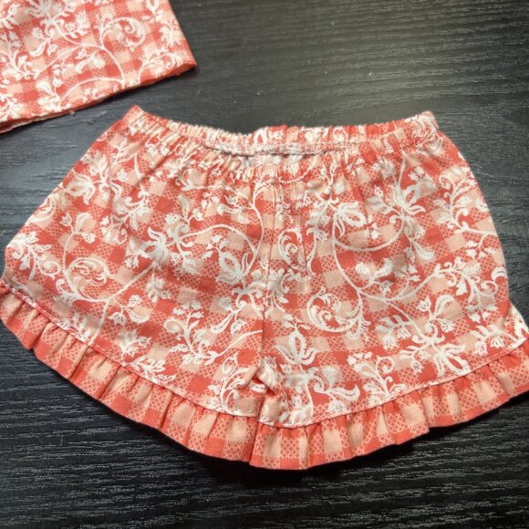 American Girl Doll Cloths TENNEY GRANT Gingham Pajamas PJs Set Shorts & L/S Top - Picture 4 of 6